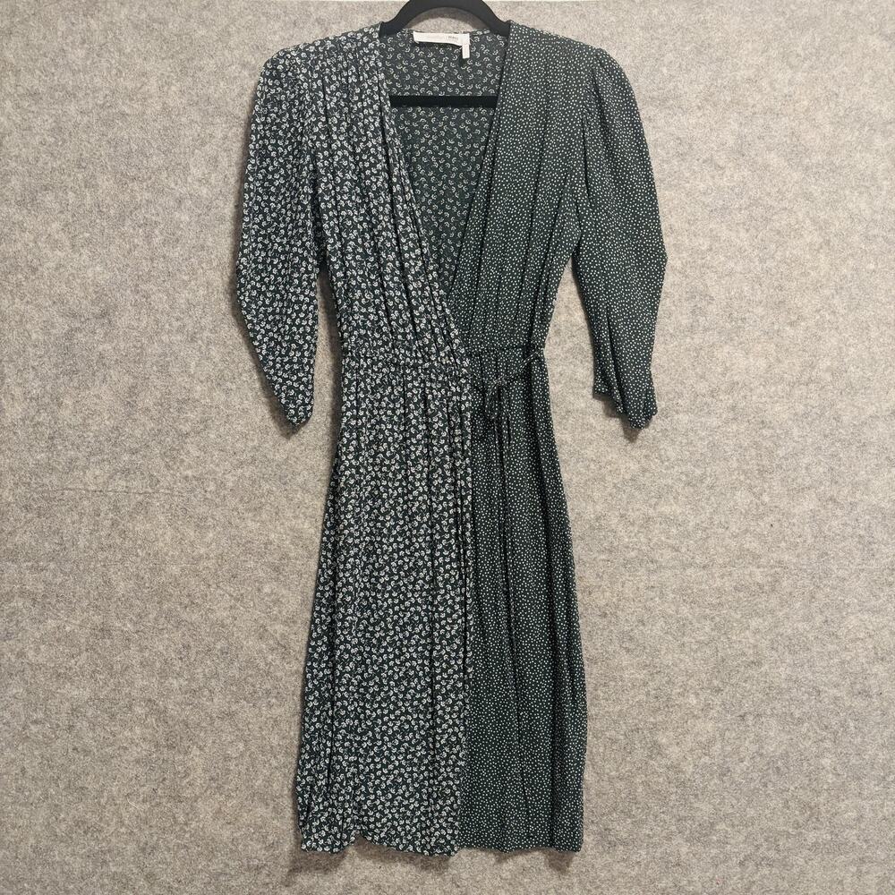 See By Chloe Dress Womens 36 US 4 Small Green Mixed Floral Polka Dot Wrap